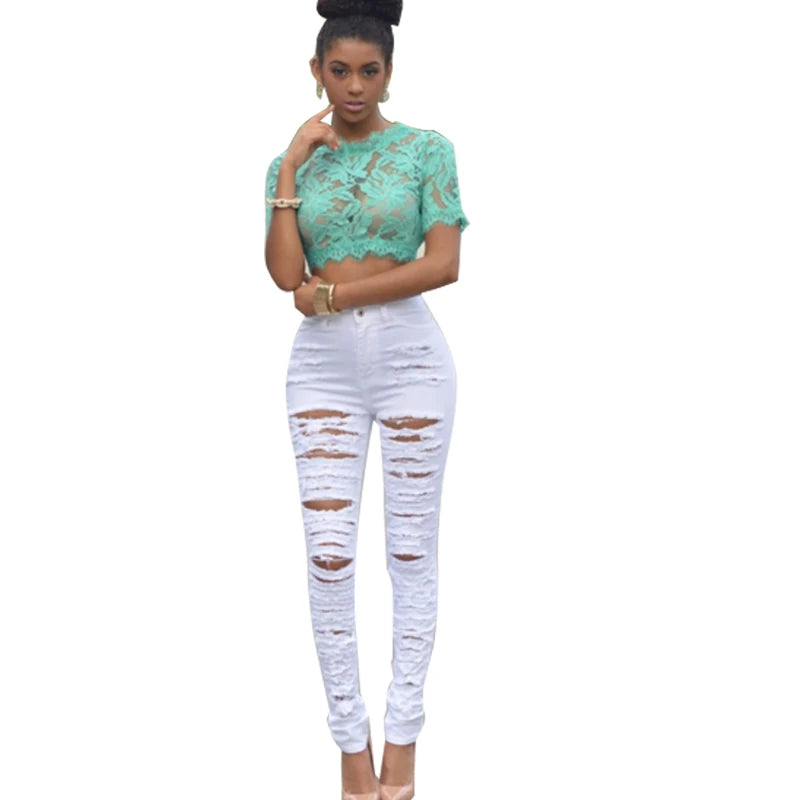 Women’s High Waist Ripped Skinny Jeans – 2025 Designer Denim