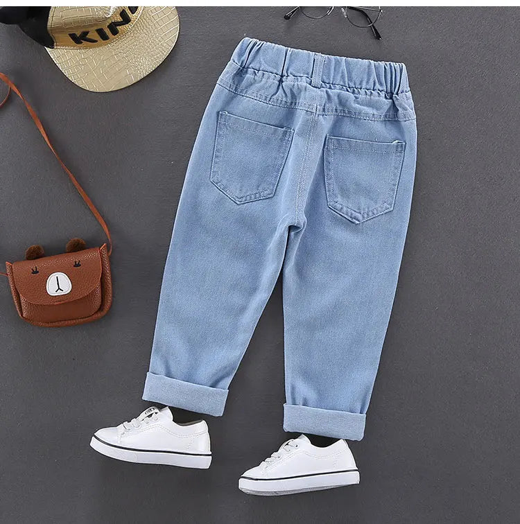 Boys Cotton Stretch Denim Jeans β Korean Style Ripped Pants