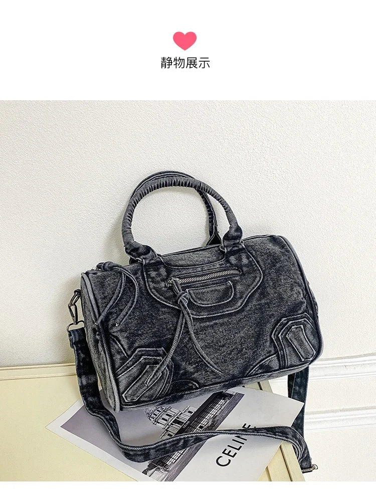 Women’s Denim Shoulder Bag – Large Capacity Crossbody Tote