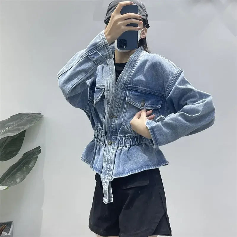 Womenโs Slim Denim Jacket โ Blue Jean Coat