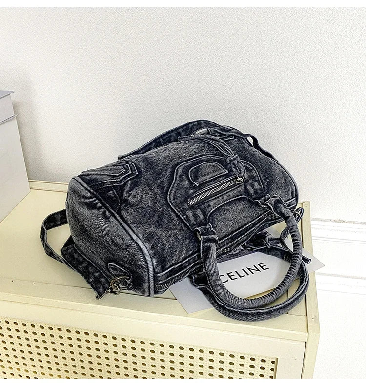 Women’s Denim Shoulder Bag – Large Capacity Crossbody Tote