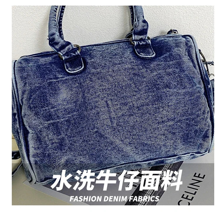 Women’s Denim Shoulder Bag – Large Capacity Crossbody Tote