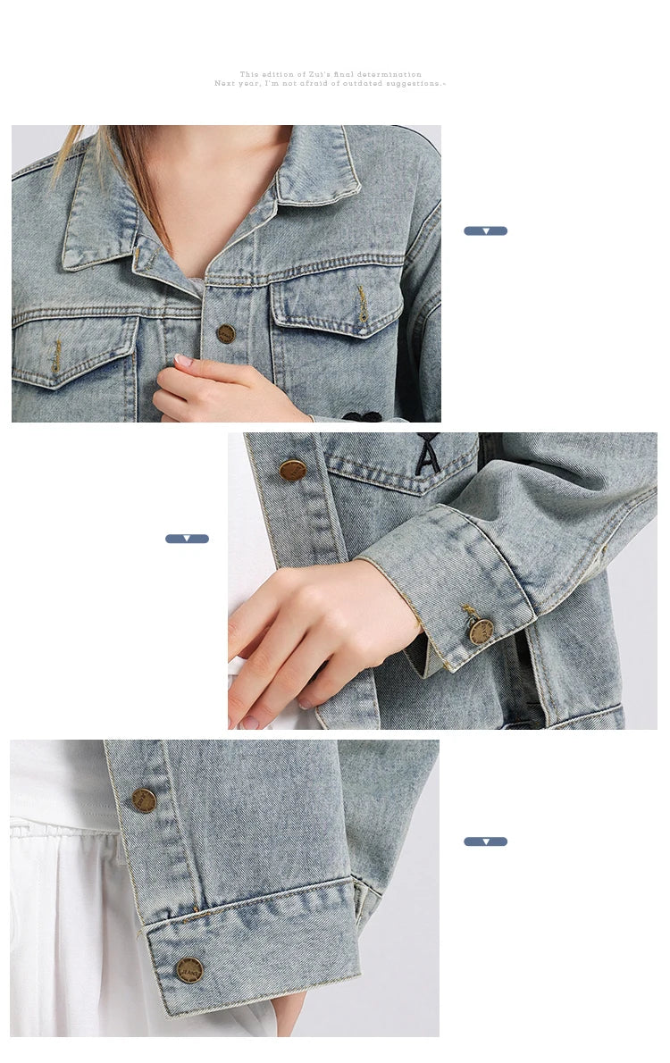 Womenโs Denim Shirt โ Embroidered Long Sleeve Top