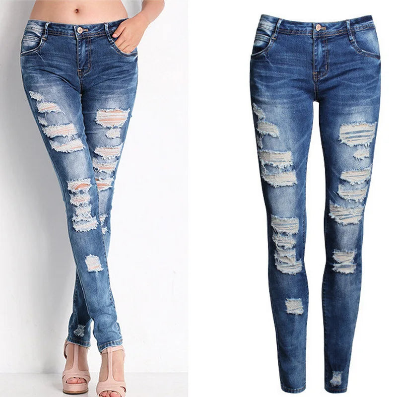 Women’s High Waist Ripped Skinny Jeans – 2025 Designer Denim