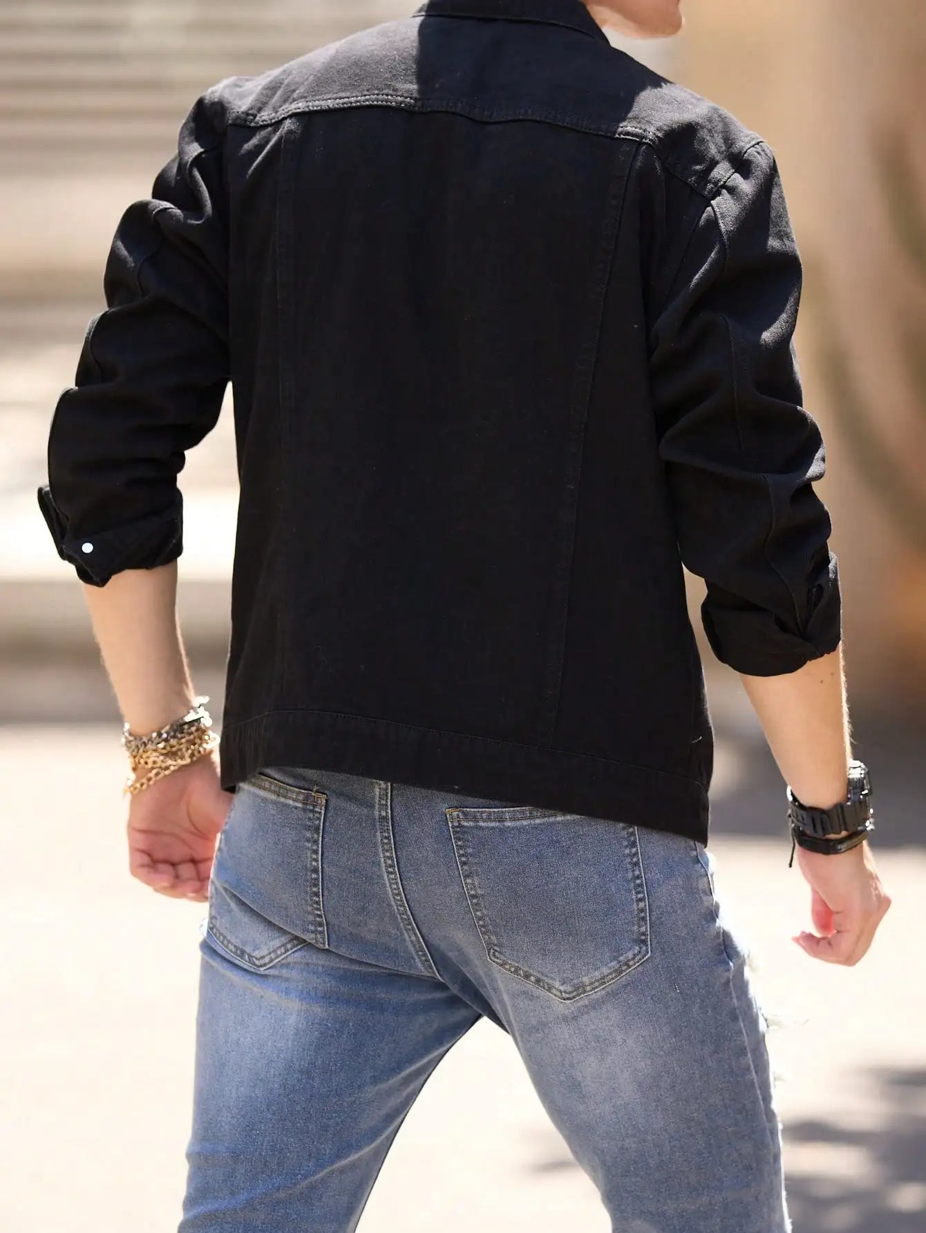Men’s Slim-Fit Denim Jacket – Casual Ripped Coat for Spring & Autumn