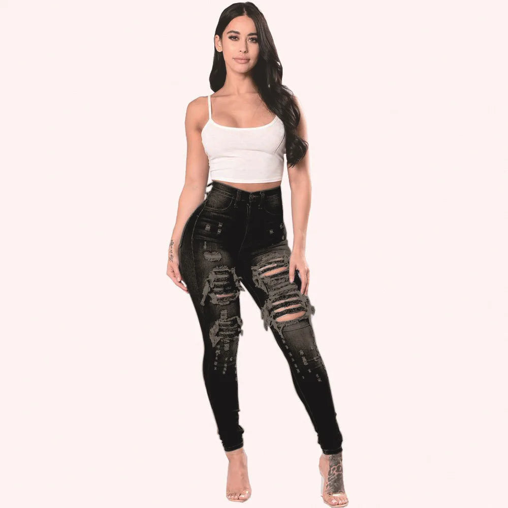 Women’s High Waist Ripped Skinny Jeans – 2025 Designer Denim