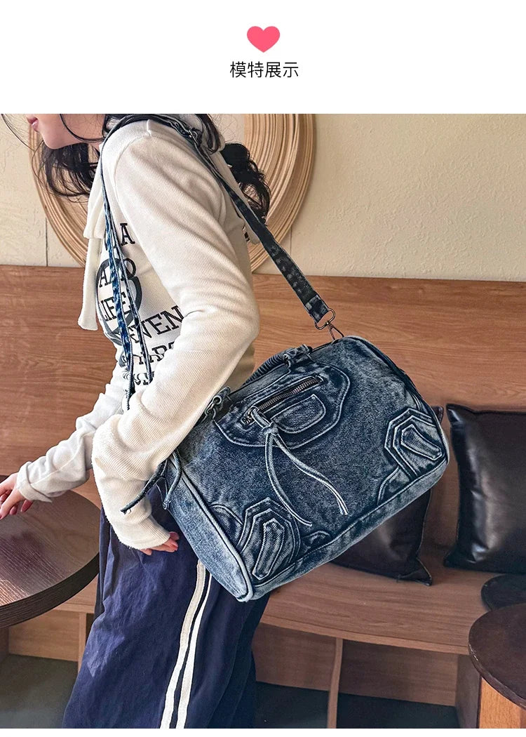 Women’s Denim Shoulder Bag – Large Capacity Crossbody Tote