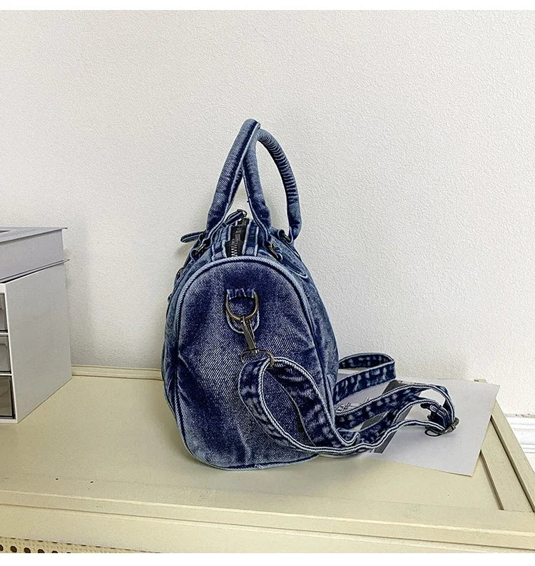 Women’s Denim Shoulder Bag – Large Capacity Crossbody Tote