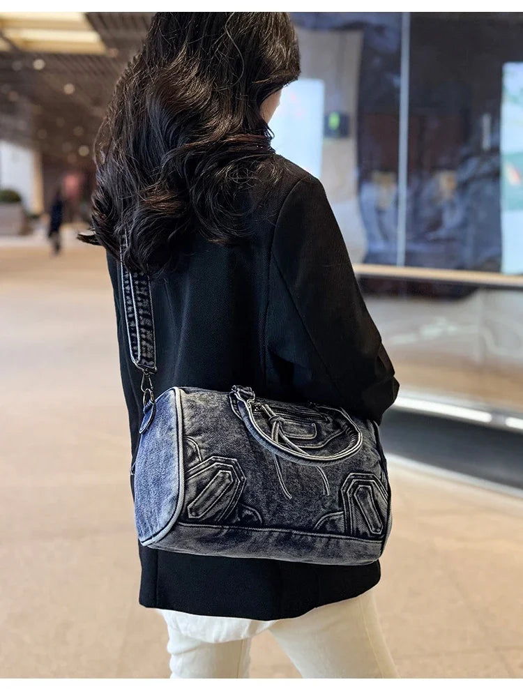 Women’s Denim Shoulder Bag – Large Capacity Crossbody Tote