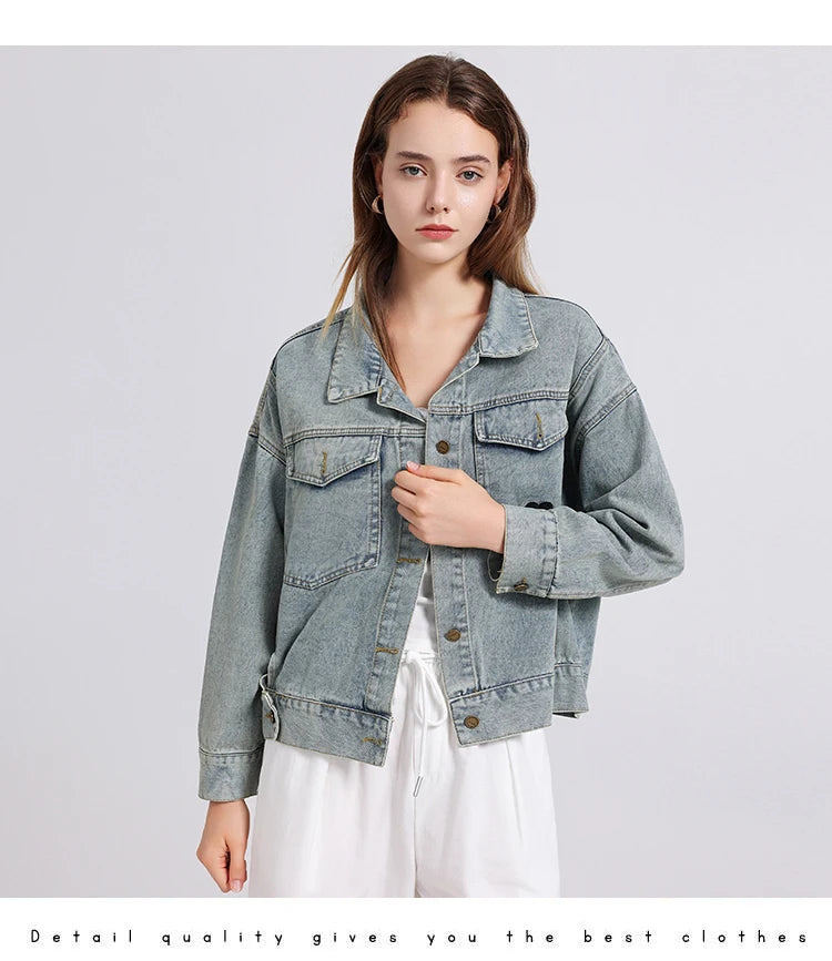 Womenโs Denim Shirt โ Embroidered Long Sleeve Top