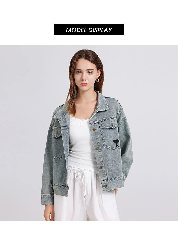 Womenโs Denim Shirt โ Embroidered Long Sleeve Top