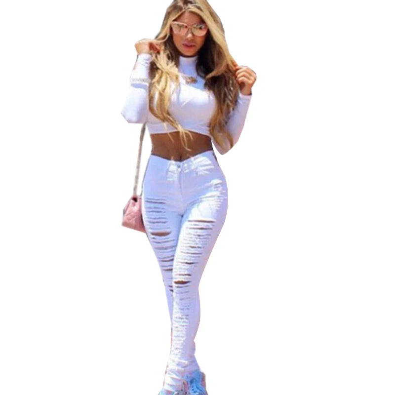 Women’s High Waist Ripped Skinny Jeans – 2025 Designer Denim