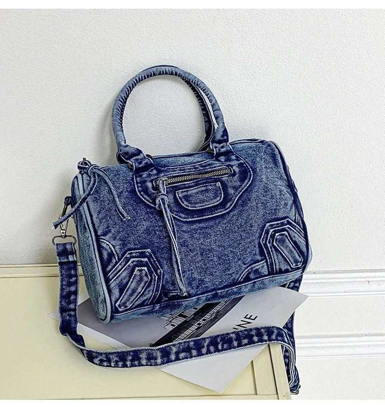 Women’s Denim Shoulder Bag – Large Capacity Crossbody Tote