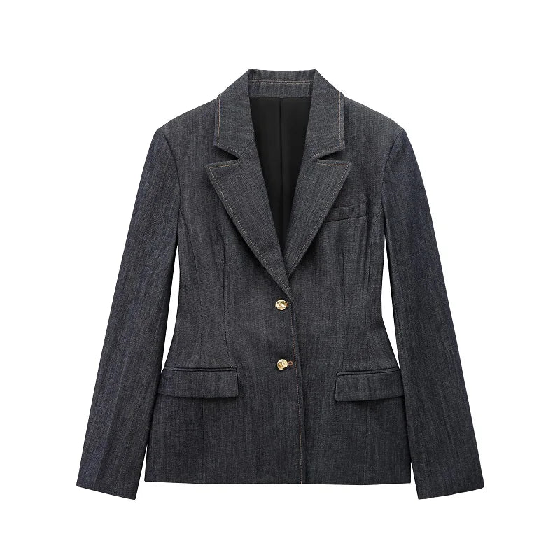 Women’s Denim Blazer – Fitted Office Jacket
