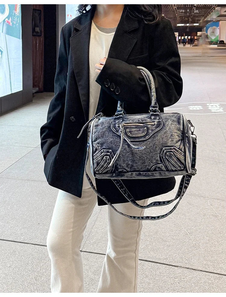 Women’s Denim Shoulder Bag – Large Capacity Crossbody Tote