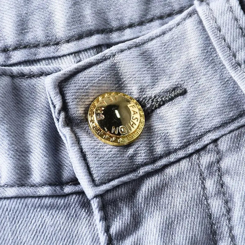 Menโs Summer Straight Denim Jeans โ High-Quality Stretch Trousers