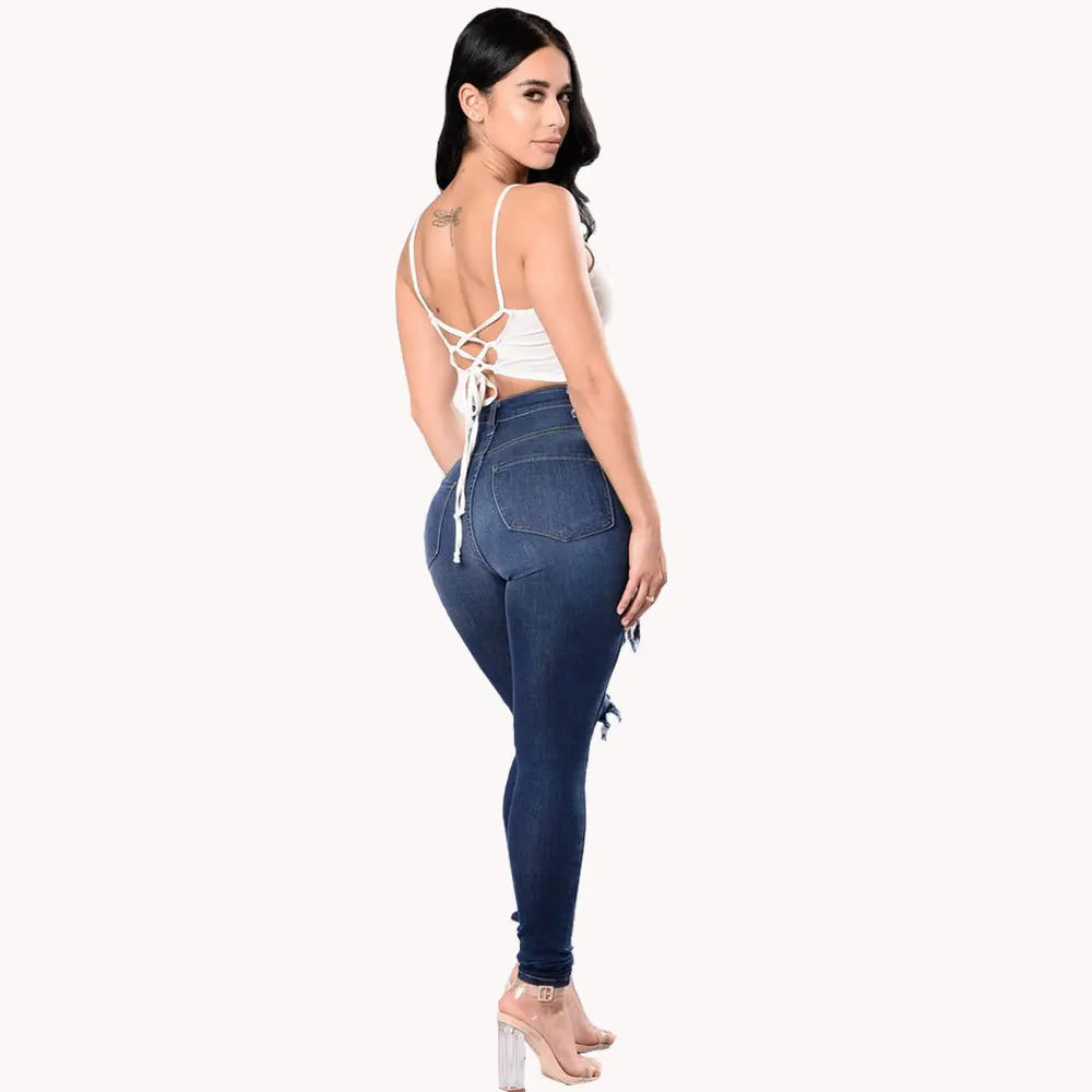 Women’s High Waist Ripped Skinny Jeans – 2025 Designer Denim