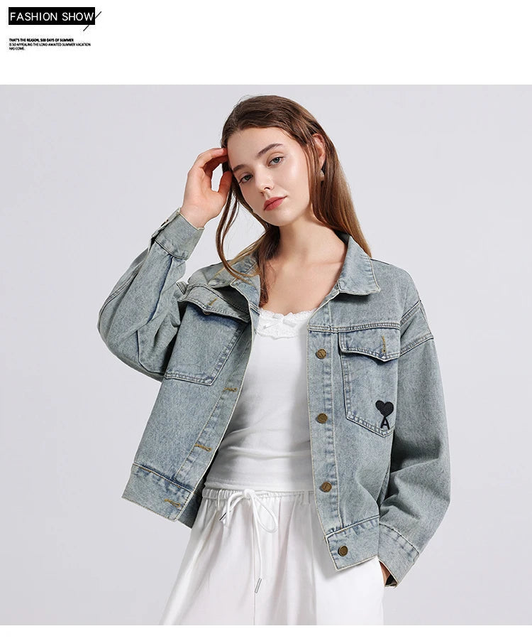 Womenโs Denim Shirt โ Embroidered Long Sleeve Top