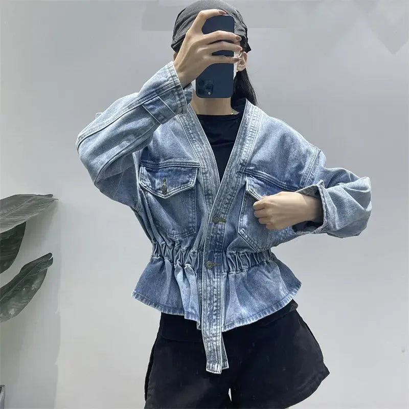 Womenโs Slim Denim Jacket โ Blue Jean Coat