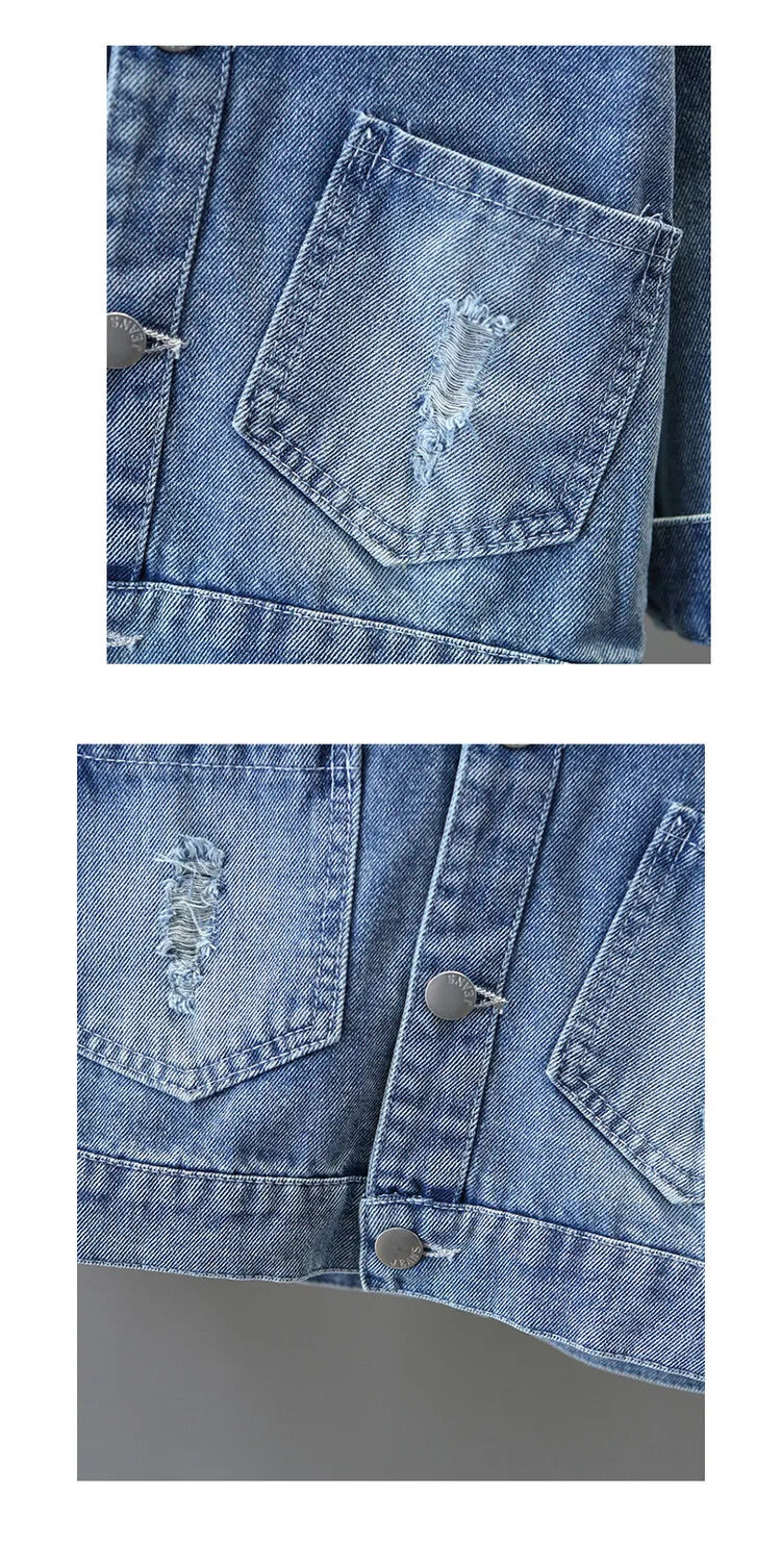 Teen Girls Pearl Denim Jacket – Bow Knot Fashion Coat for Spring & Autumn