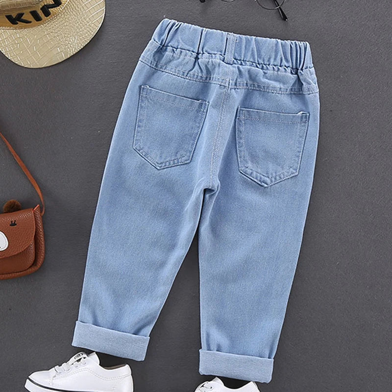 Boys Cotton Stretch Denim Jeans β Korean Style Ripped Pants