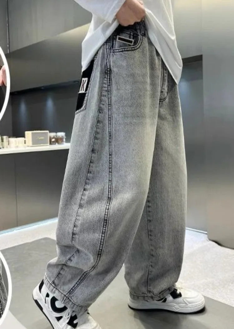 Boys Light Grey Denim Jeans โ Casual Relaxed Fit Pants