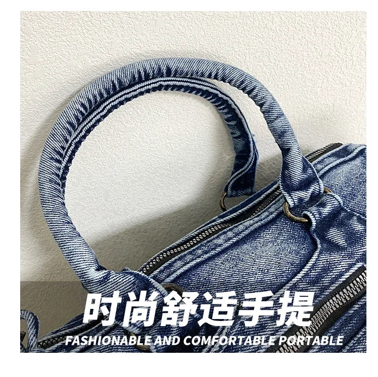 Women’s Denim Shoulder Bag – Large Capacity Crossbody Tote
