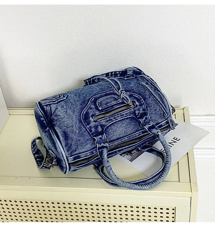 Women’s Denim Shoulder Bag – Large Capacity Crossbody Tote