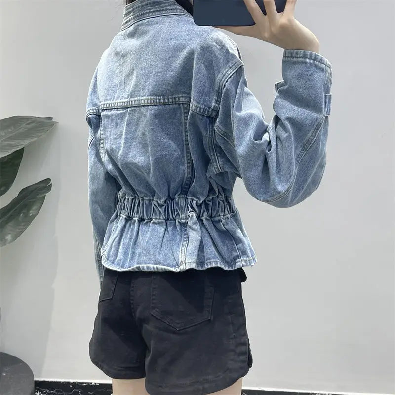 Womenโs Slim Denim Jacket โ Blue Jean Coat