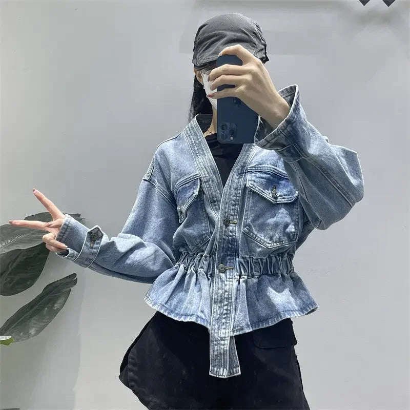 Womenโs Slim Denim Jacket โ Blue Jean Coat