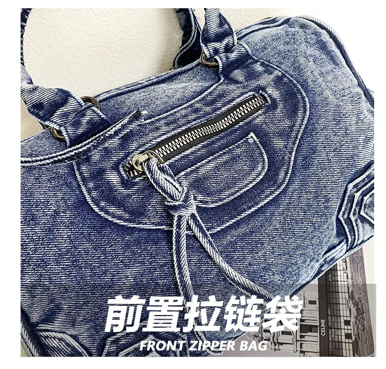 Women’s Denim Shoulder Bag – Large Capacity Crossbody Tote