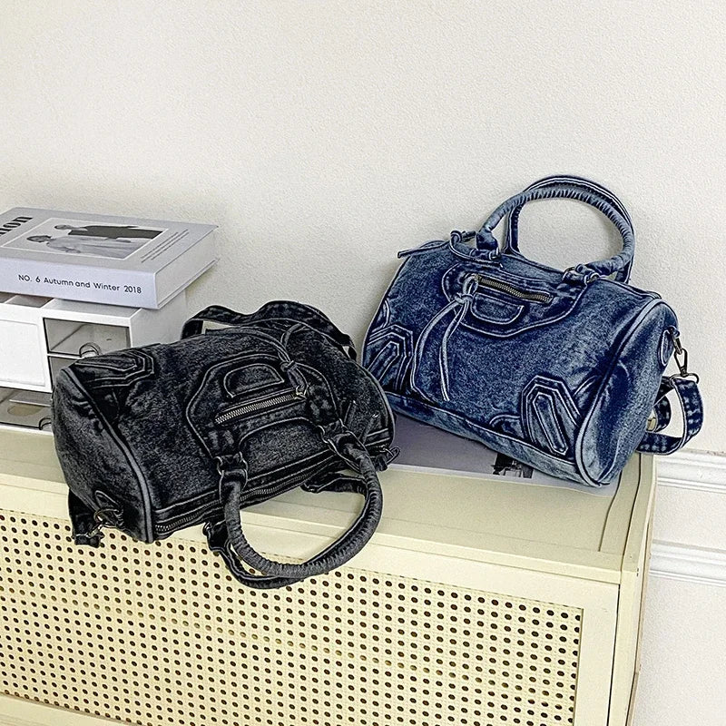 Women’s Denim Shoulder Bag – Large Capacity Crossbody Tote