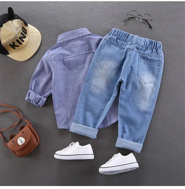 Boys Cotton Stretch Denim Jeans β Korean Style Ripped Pants