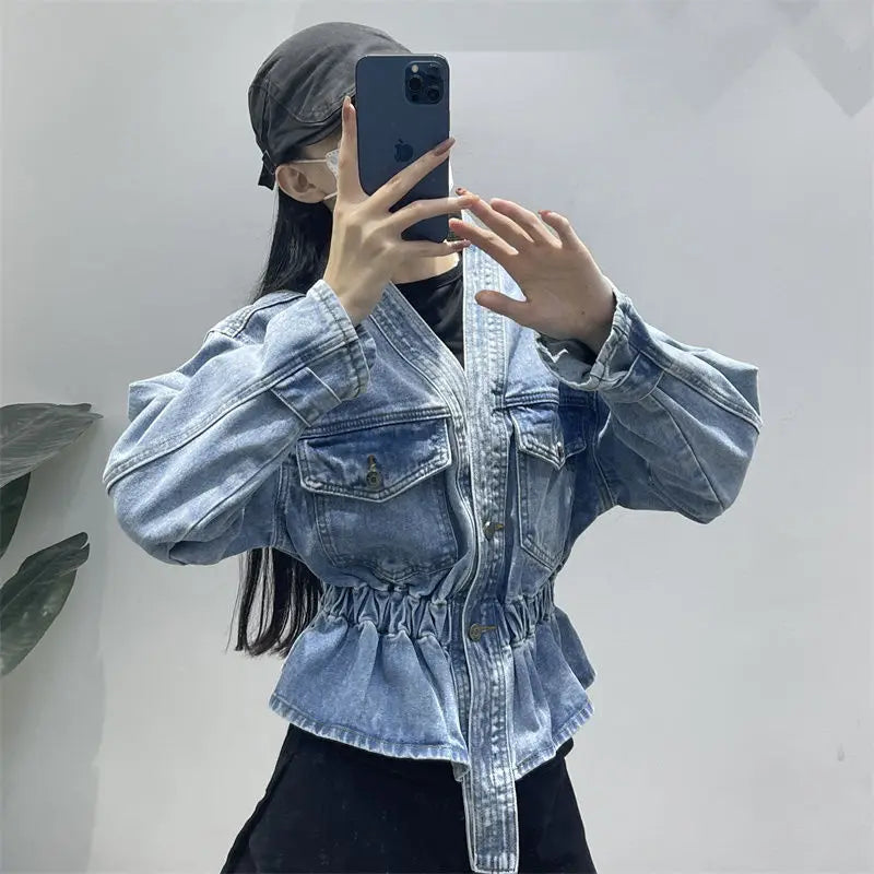 Womenโs Slim Denim Jacket โ Blue Jean Coat