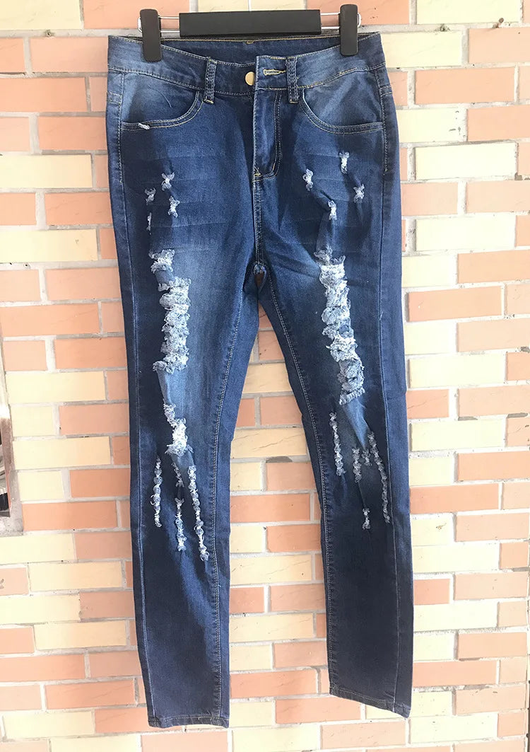 Women’s High Waist Ripped Skinny Jeans – 2025 Designer Denim