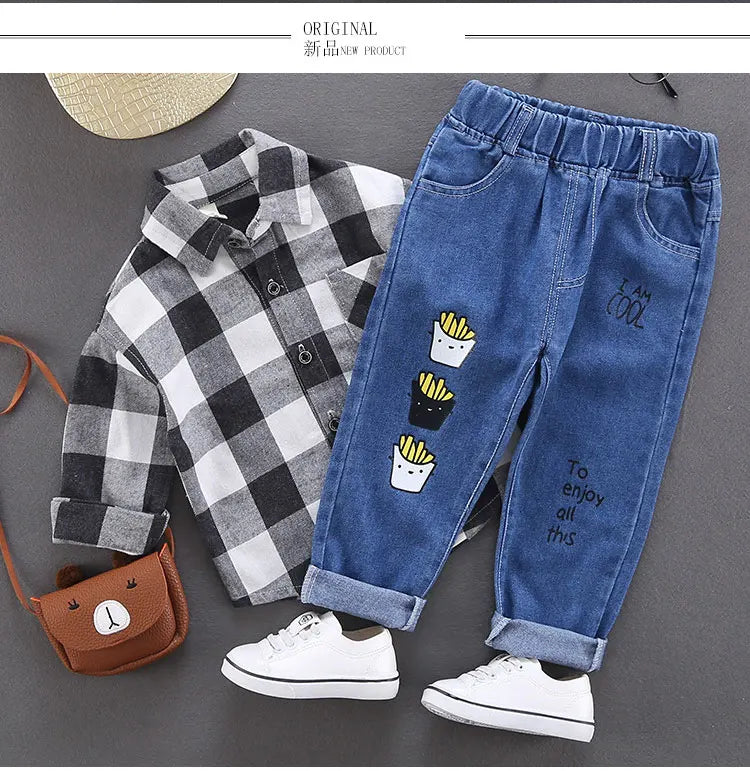 Boys Cotton Stretch Denim Jeans β Korean Style Ripped Pants