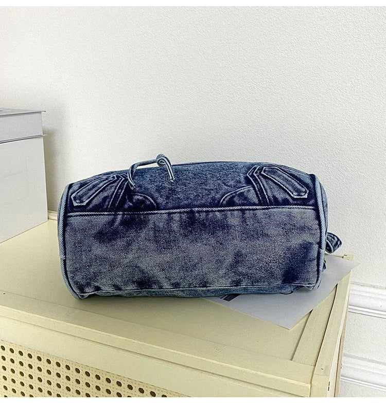 Women’s Denim Shoulder Bag – Large Capacity Crossbody Tote