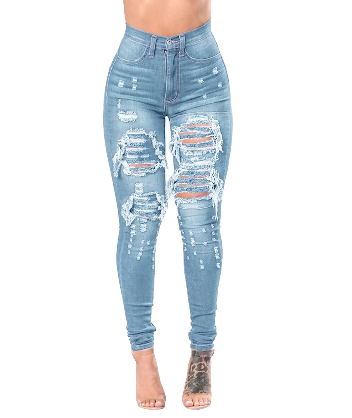 Women’s High Waist Ripped Skinny Jeans – 2025 Designer Denim