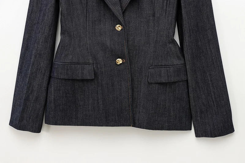 Women’s Denim Blazer – Fitted Office Jacket