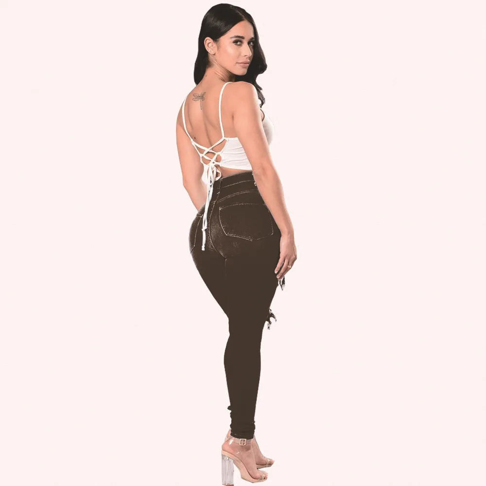 Women’s High Waist Ripped Skinny Jeans – 2025 Designer Denim