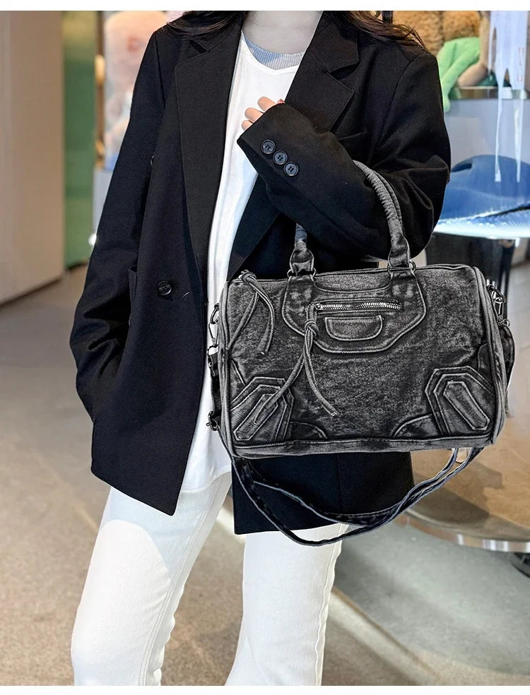 Women’s Denim Shoulder Bag – Large Capacity Crossbody Tote