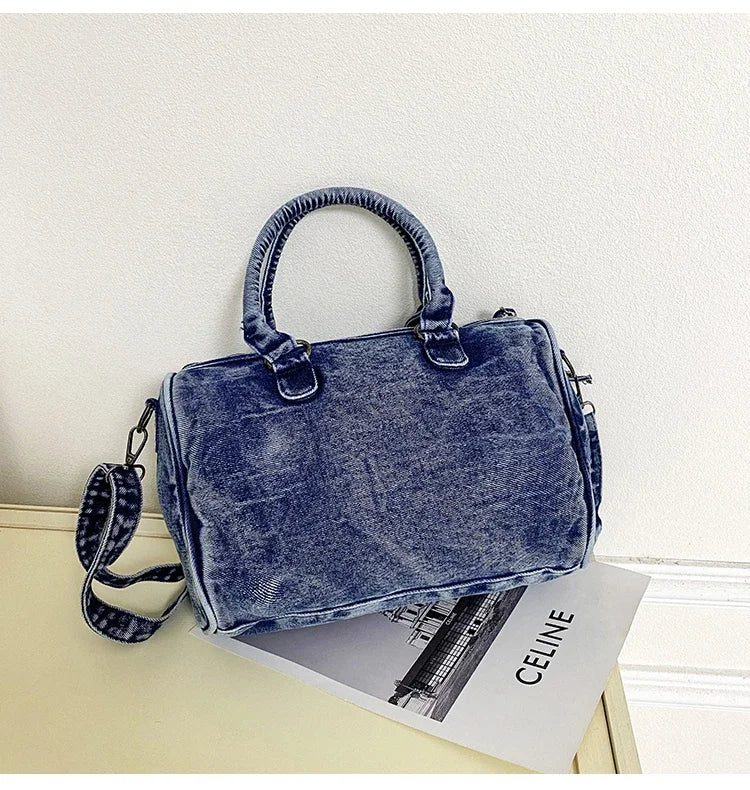 Women’s Denim Shoulder Bag – Large Capacity Crossbody Tote