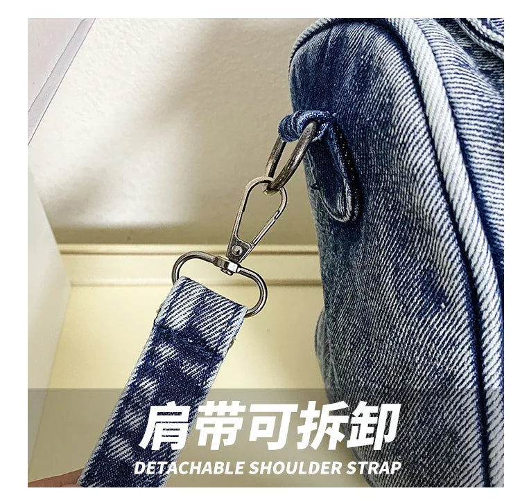Women’s Denim Shoulder Bag – Large Capacity Crossbody Tote