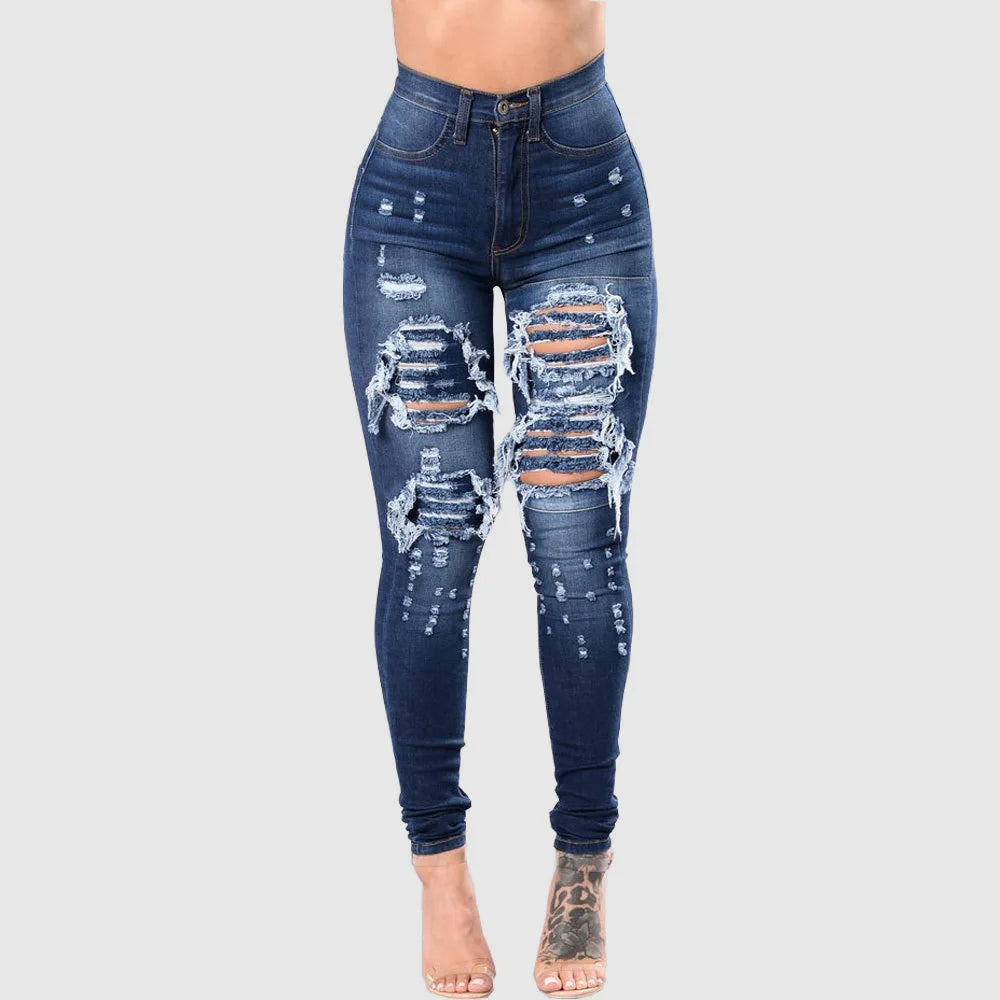 Women’s High Waist Ripped Skinny Jeans – 2025 Designer Denim