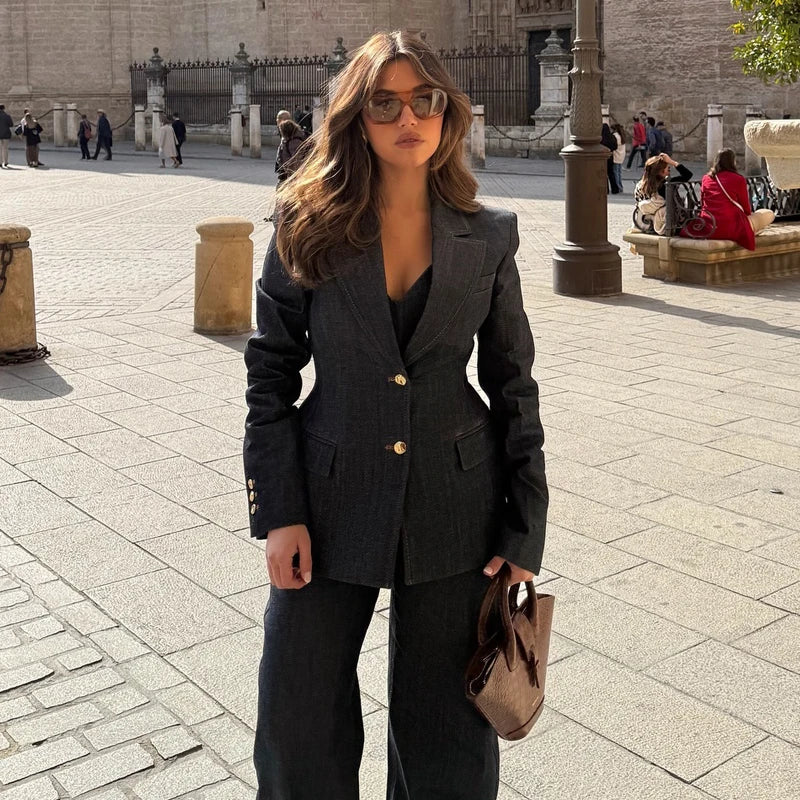 Women’s Denim Blazer – Fitted Office Jacket