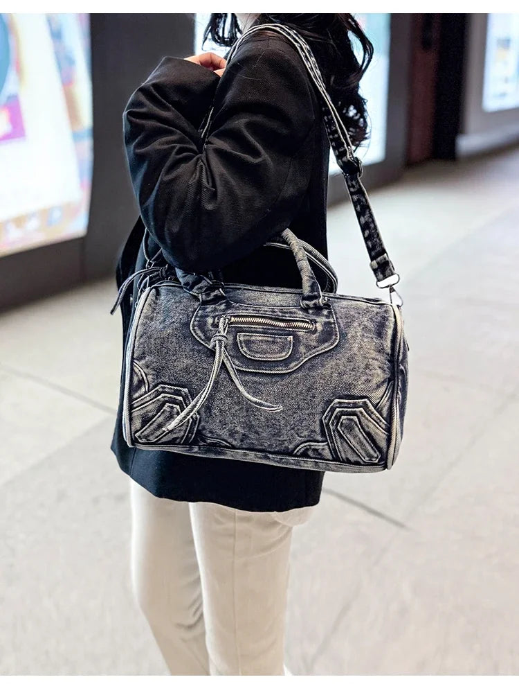 Women’s Denim Shoulder Bag – Large Capacity Crossbody Tote
