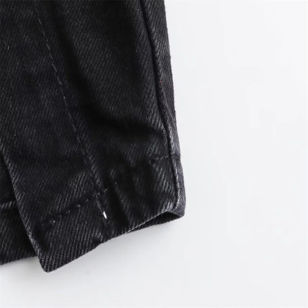 Women’s Button-Front Denim Midi Skirt with Side Slit