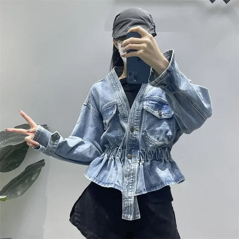 Womenโs Slim Denim Jacket โ Blue Jean Coat