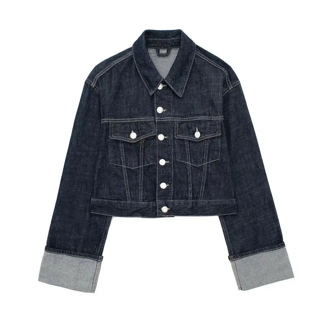 Women’s Denim Jacket & Wide-Leg Jeans Set – High Street Style