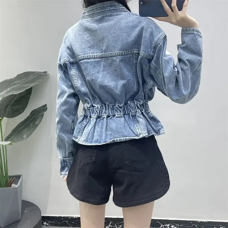 Womenโs Slim Denim Jacket โ Blue Jean Coat